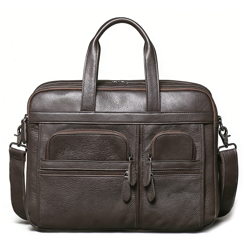 Leather Work Bag Mens - Maletín de Cuero Genuino para Hombre,