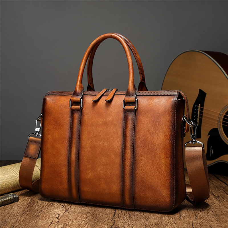 Leather Work Bag Mens - Maletín de Cuero de Primera Calidad
