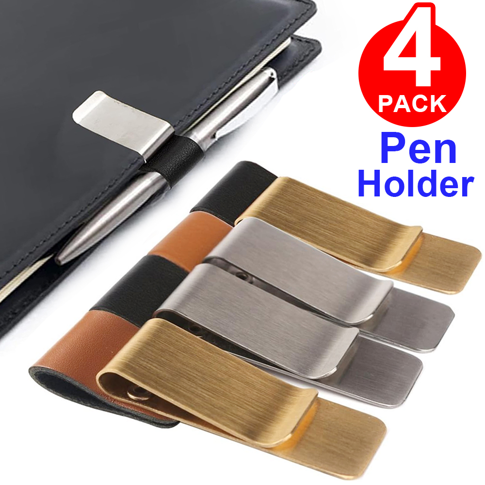 Leather Work Notepad - Portalápices de acero inoxidable y latón