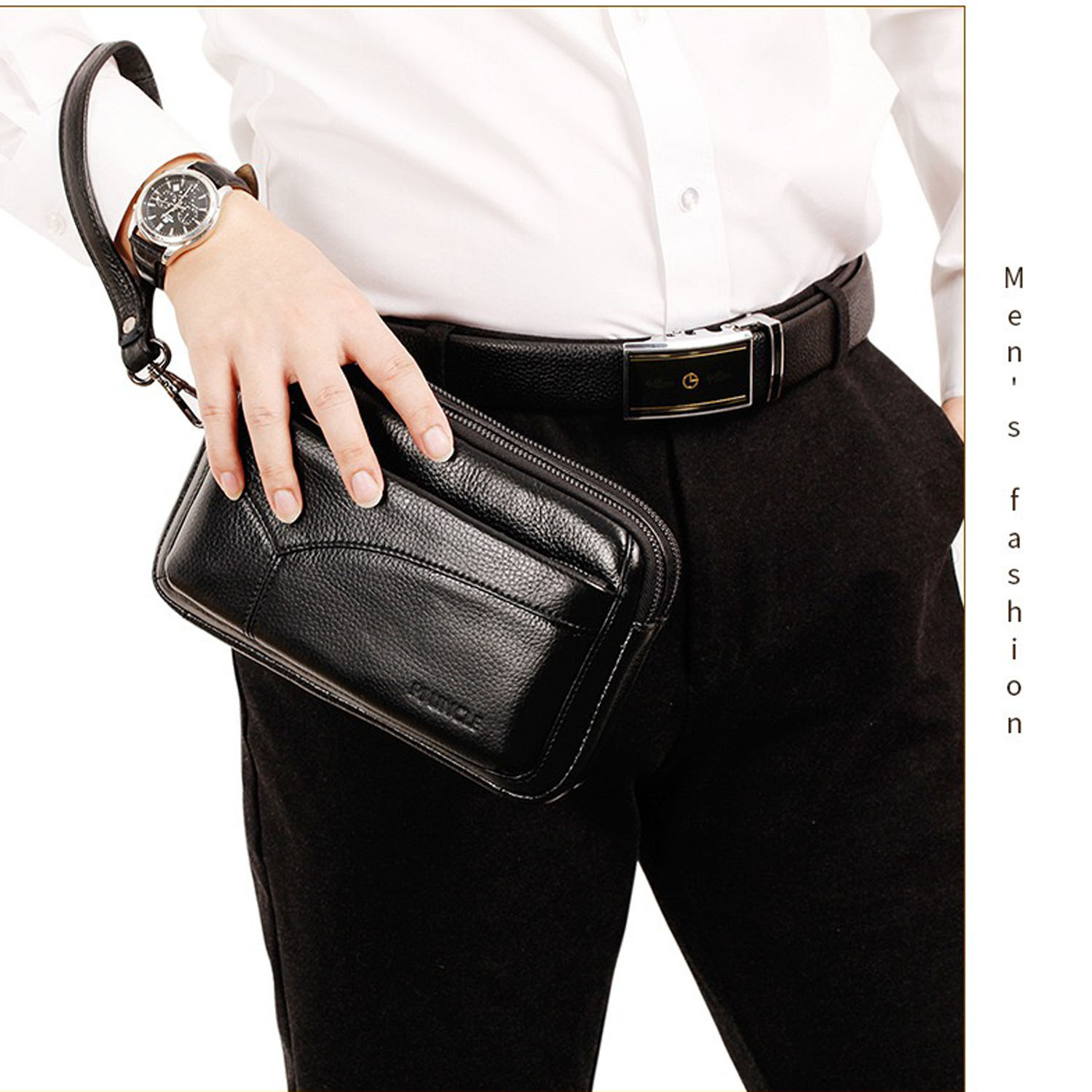 Leather Work Bag Mens - Bolso de Mano de Cuero Genuino