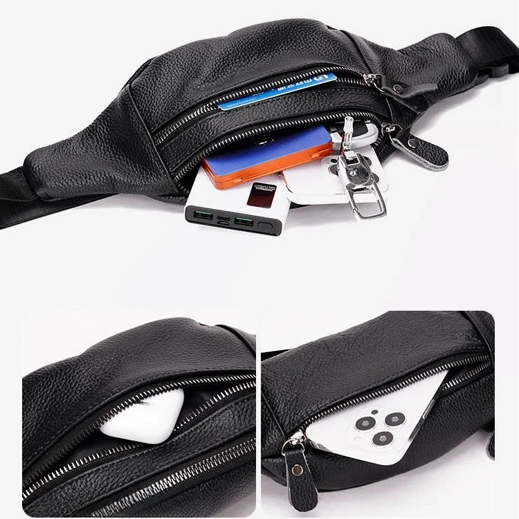 Riñonera de cuero genuino para - Leather Work Bag Mens reseña y precio