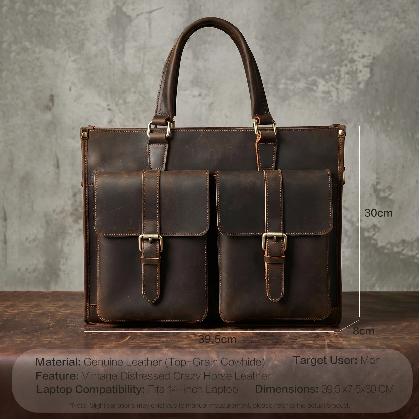 Maletín de Cuero Genuino Vinta - Leather Work Bag Mens reseña y precio