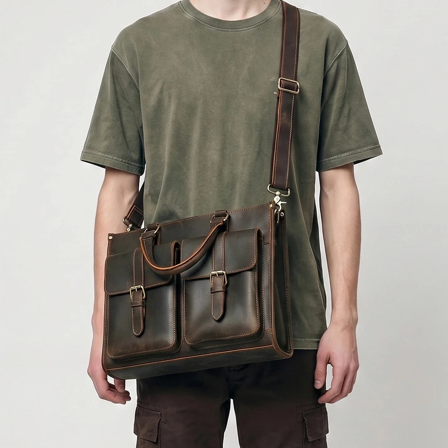 Maletín de Cuero Genuino Vinta - Leather Work Bag Mens reseña y precio