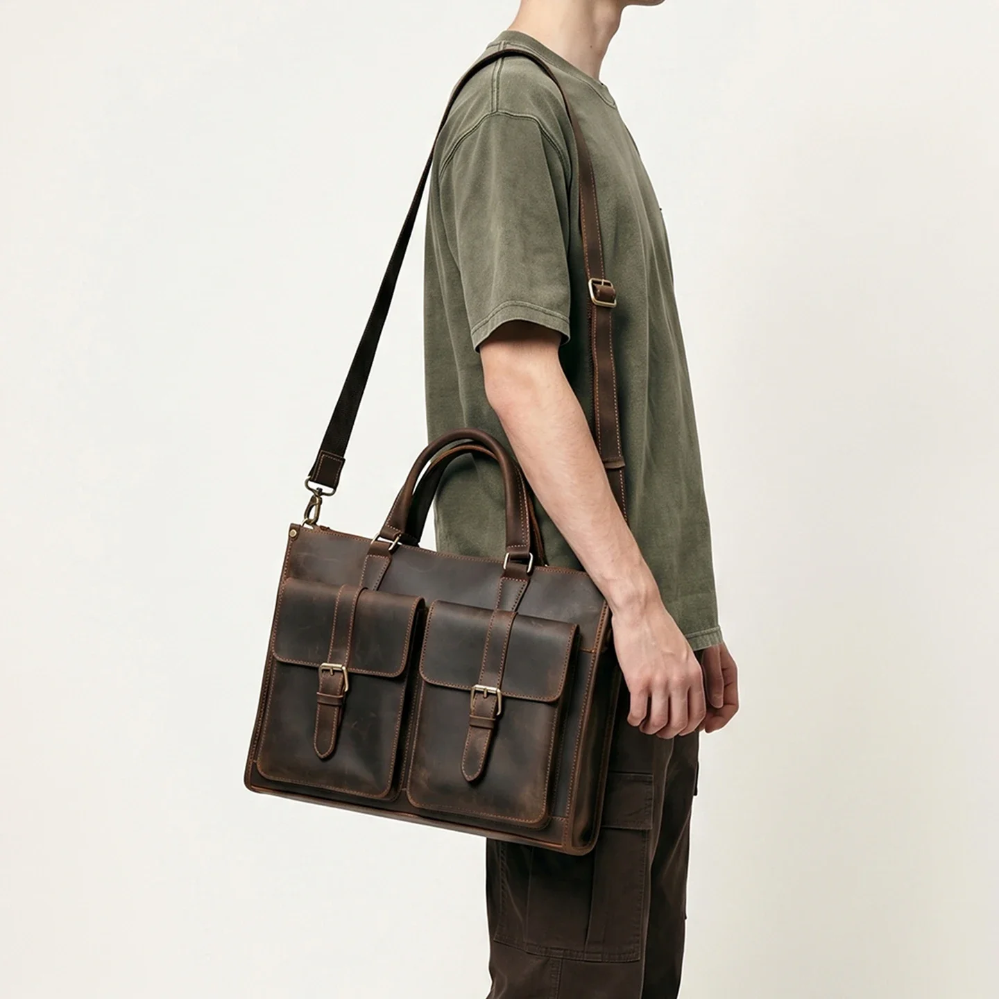 Maletín de Cuero Genuino Vinta - Leather Work Bag Mens reseña y precio